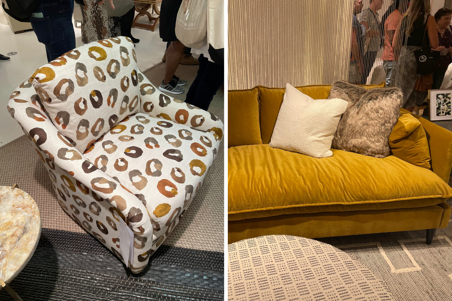 yellow patterned chair ocher sofa in velvet color in interiors