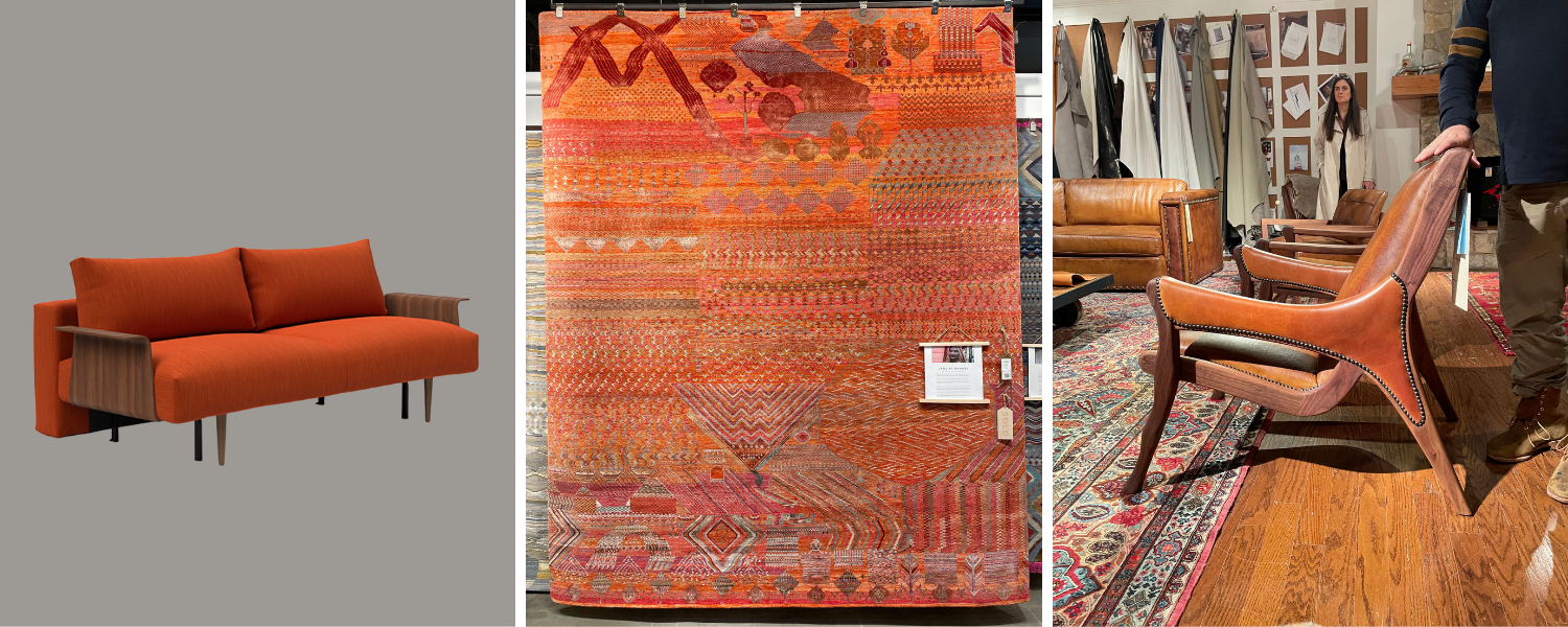orange rug leather chair color in interior design